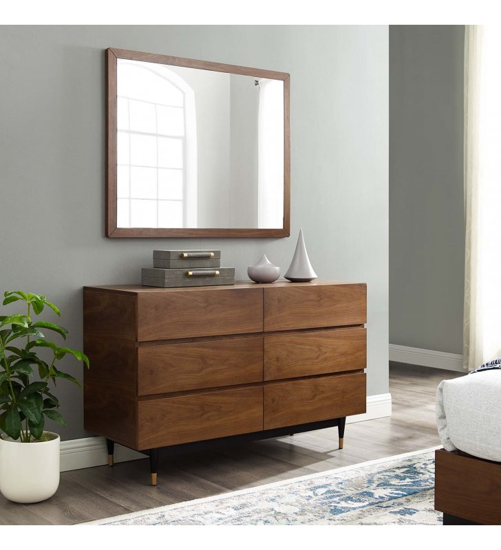 Caima 2 Piece Bedroom Set in Walnut - Lexmod