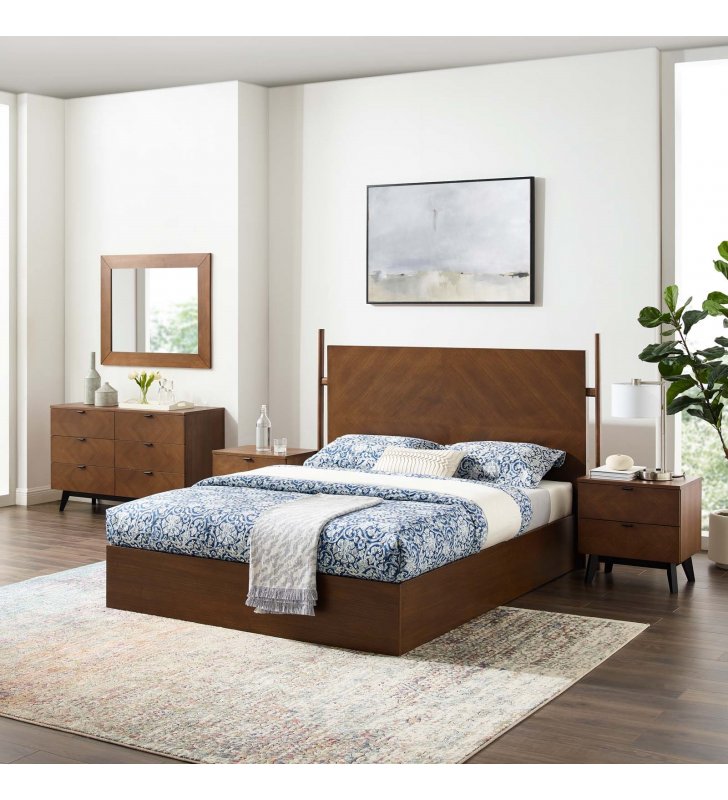 Kali 5-Piece Bedroom Set in Walnut - Lexmod