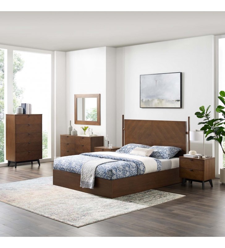 Kali 6-Piece Bedroom Set in Walnut - Lexmod