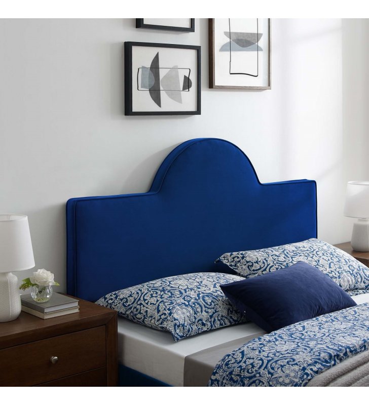Dawn Full/Queen Performance Velvet Headboard in Navy - Lexmod