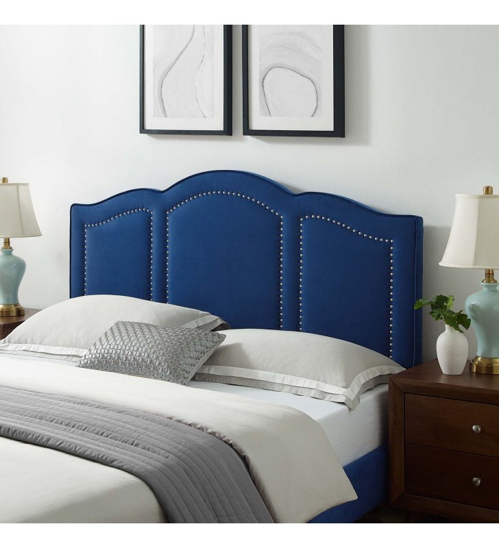 Cecilia Twin Performance Velvet Headboard in Navy - Lexmod