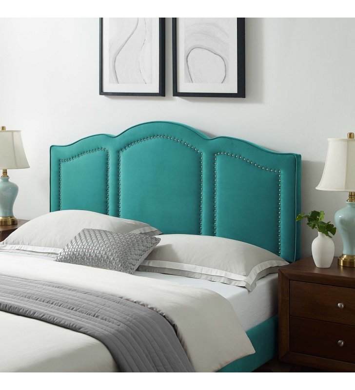 Cecilia Twin Performance Velvet Headboard in Teal - Lexmod