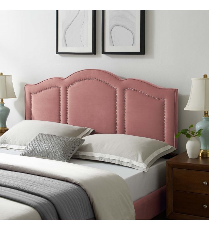 Cecilia Full/Queen Performance Velvet Headboard in Dusty Rose - Lexmod