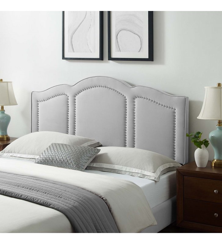 Cecilia Full/Queen Performance Velvet Headboard in Light Gray - Lexmod