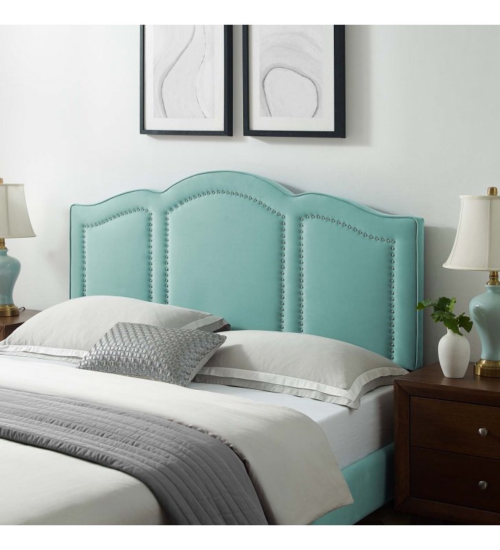 Cecilia Full/Queen Performance Velvet Headboard in Mint - Lexmod
