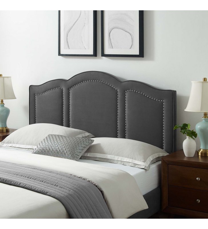 Cecilia King/California King Performance Velvet Headboard in Charcoal - Lexmod