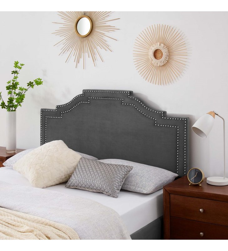 Lucia Twin Performance Velvet Headboard in Charcoal - Lexmod
