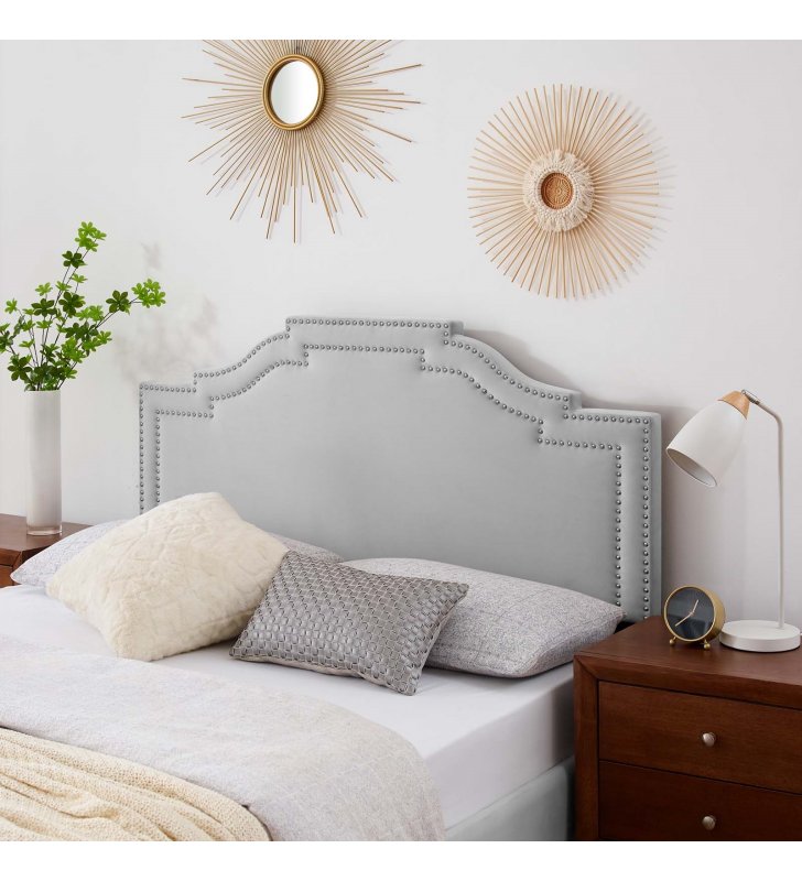 Lucia Twin Performance Velvet Headboard in Light Gray - Lexmod