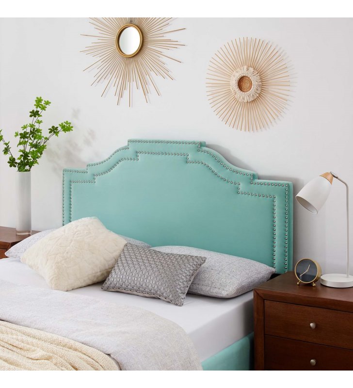 Lucia Twin Performance Velvet Headboard in Mint - Lexmod
