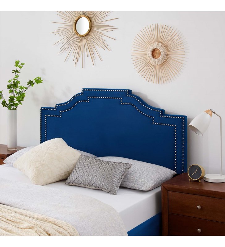 Lucia Twin Performance Velvet Headboard in Navy - Lexmod