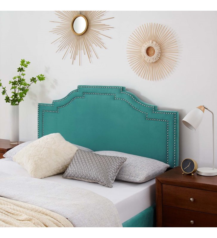 Lucia Twin Performance Velvet Headboard in Teal - Lexmod