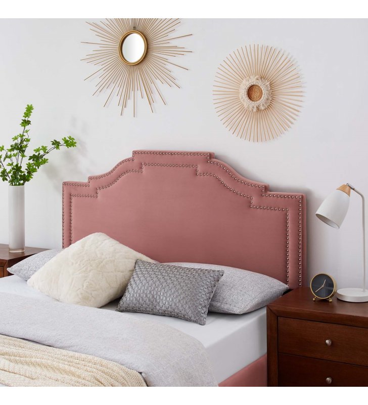 Lucia King/California King Performance Velvet Headboard in Dusty Rose - Lexmod