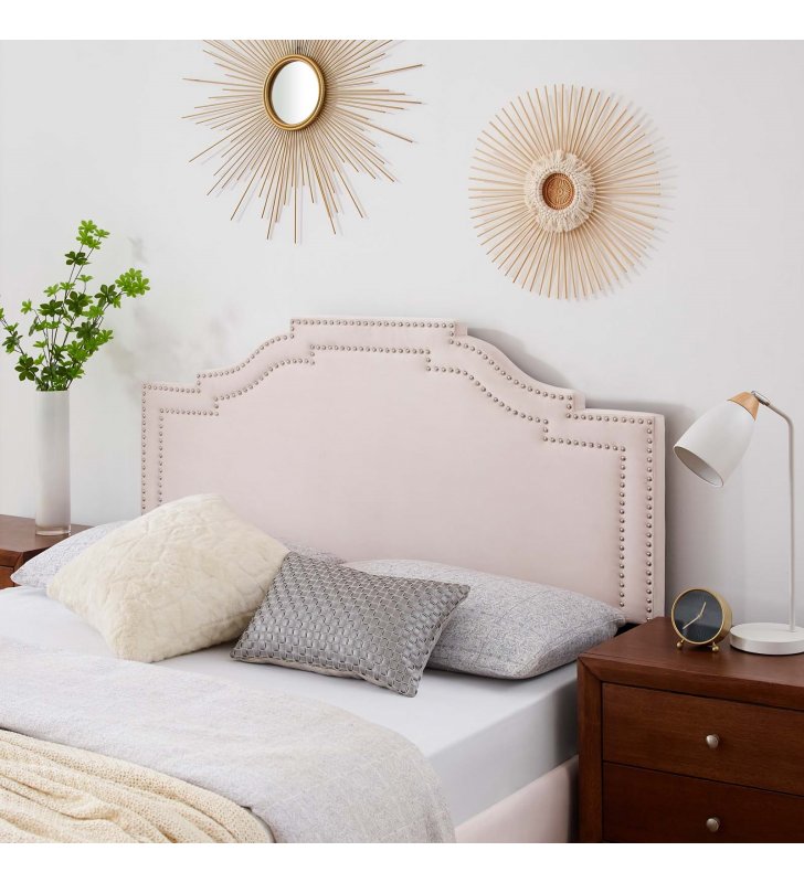 Lucia King/California King Performance Velvet Headboard in Pink - Lexmod