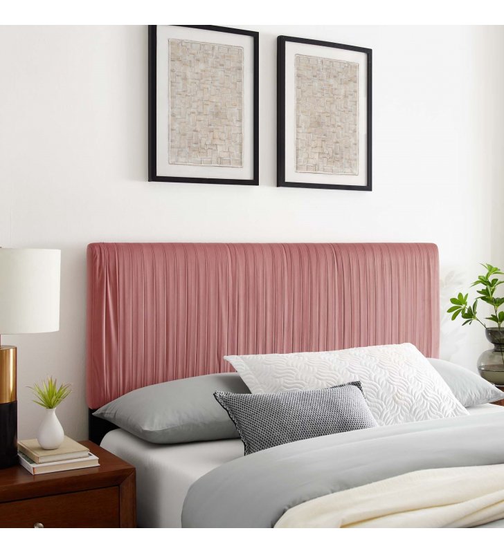 Eloise Channel Tufted Performance Velvet Twin Headboard in Dusty Rose - Lexmod
