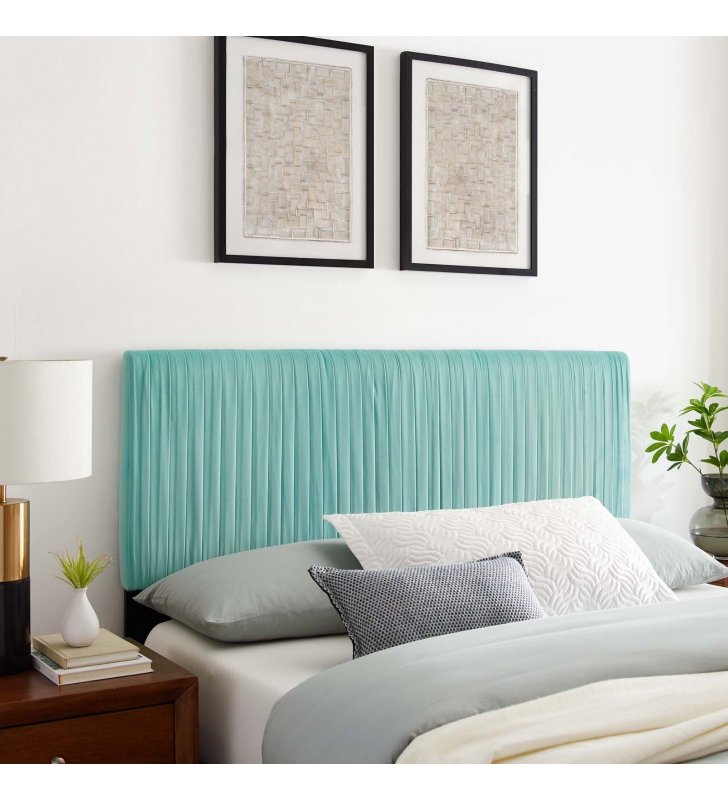 Eloise Channel Tufted Performance Velvet Full/Queen Headboard in Mint - Lexmod