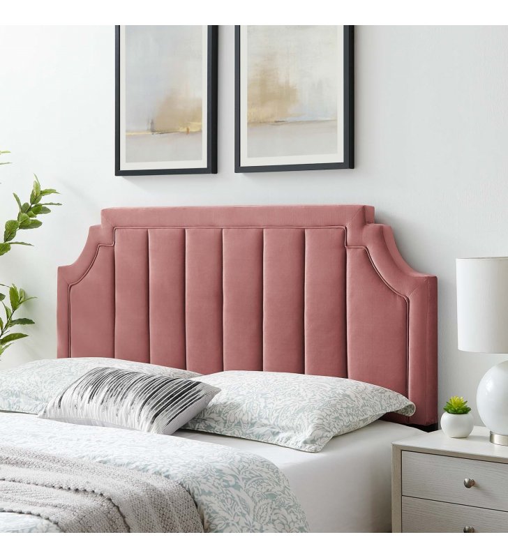 Alyona Channel Tufted Performance Velvet King/California in Dusty Rose - Lexmod