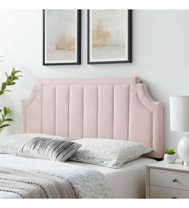 Alyona Channel Tufted Performance Velvet King/California in Pink - Lexmod