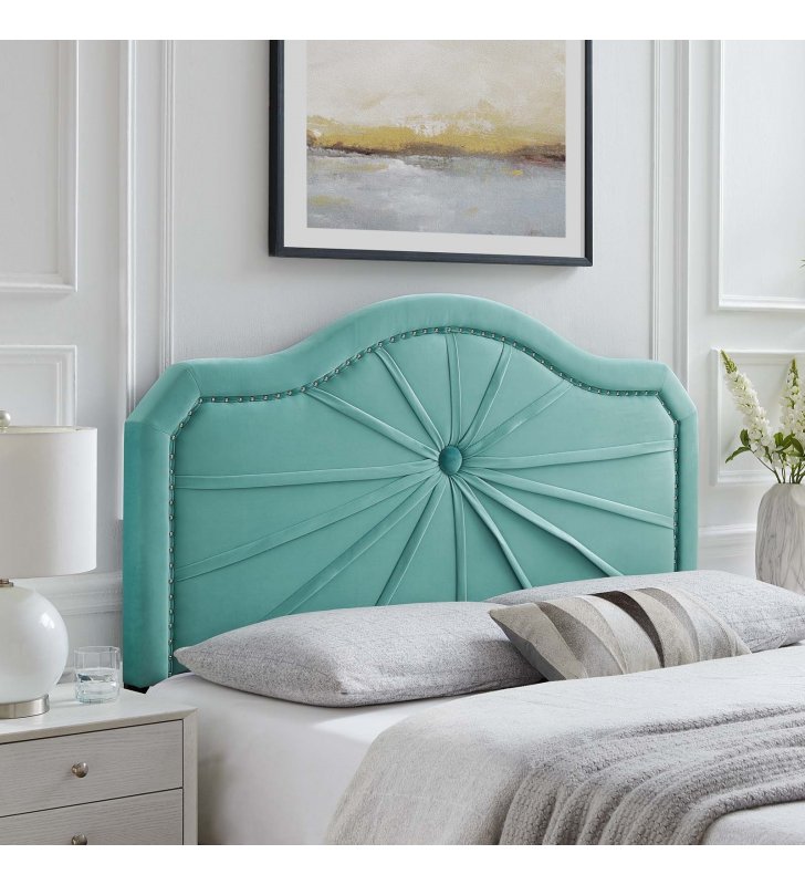 Kristin Pleated Performance Velvet Twin Headboard in Mint - Lexmod