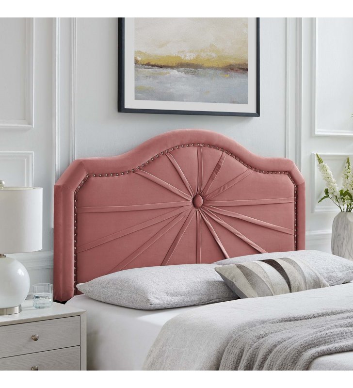 Kristin Pleated Performance Velvet King/California King Headboard in Dusty Rose - Lexmod