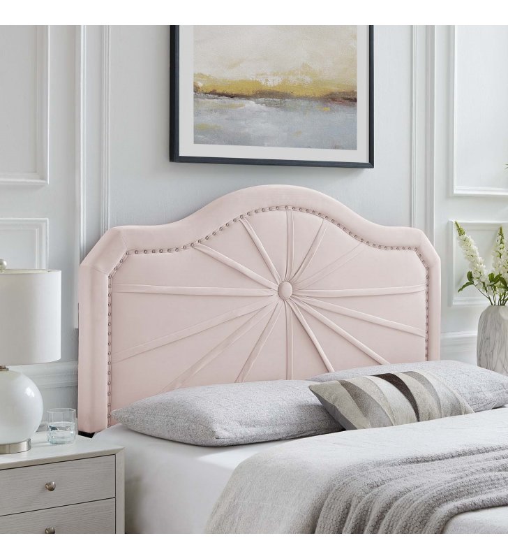 Kristin Pleated Performance Velvet King/California King Headboard in Pink - Lexmod