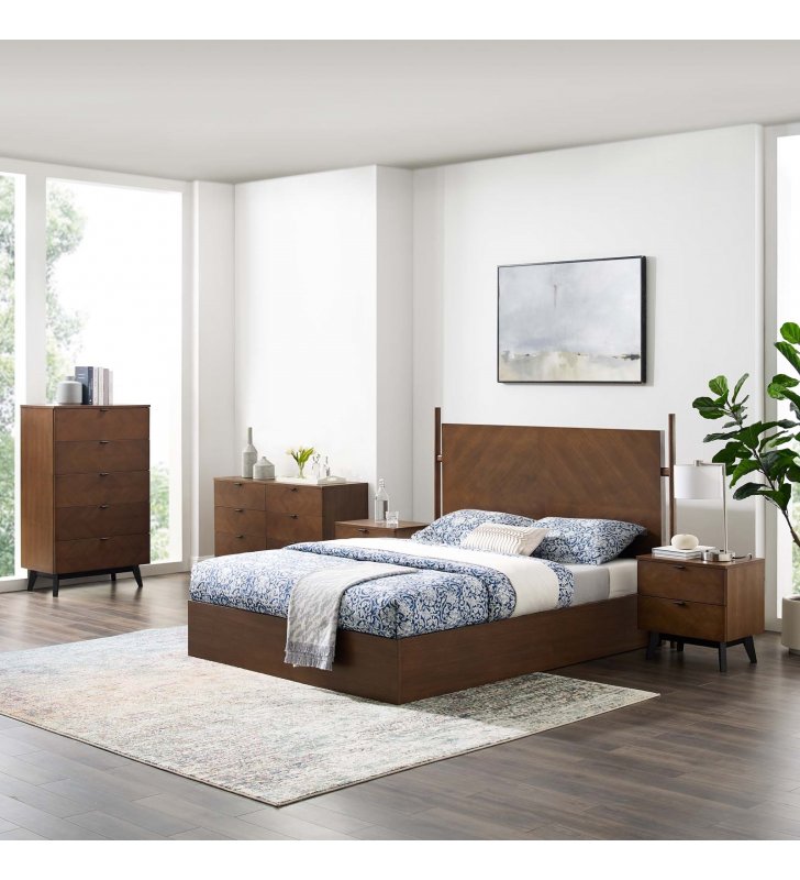 Kali 5-Piece Bedroom Set in Walnut - Lexmod
