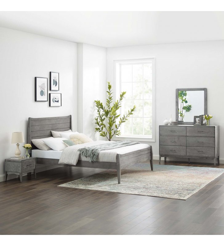 Georgia 4 Piece Twin Bedroom Set in Gray - Lexmod