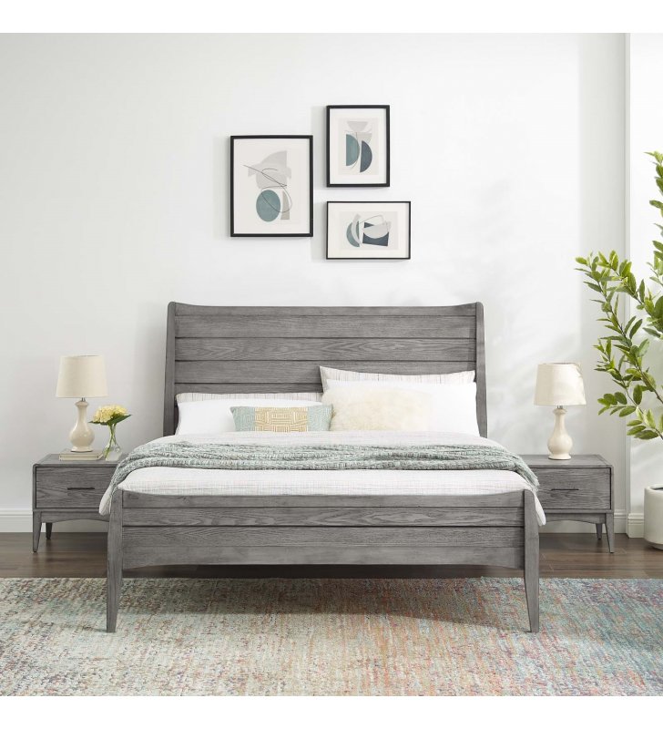 Georgia 3 Piece King Bedroom Set in Gray - Lexmod