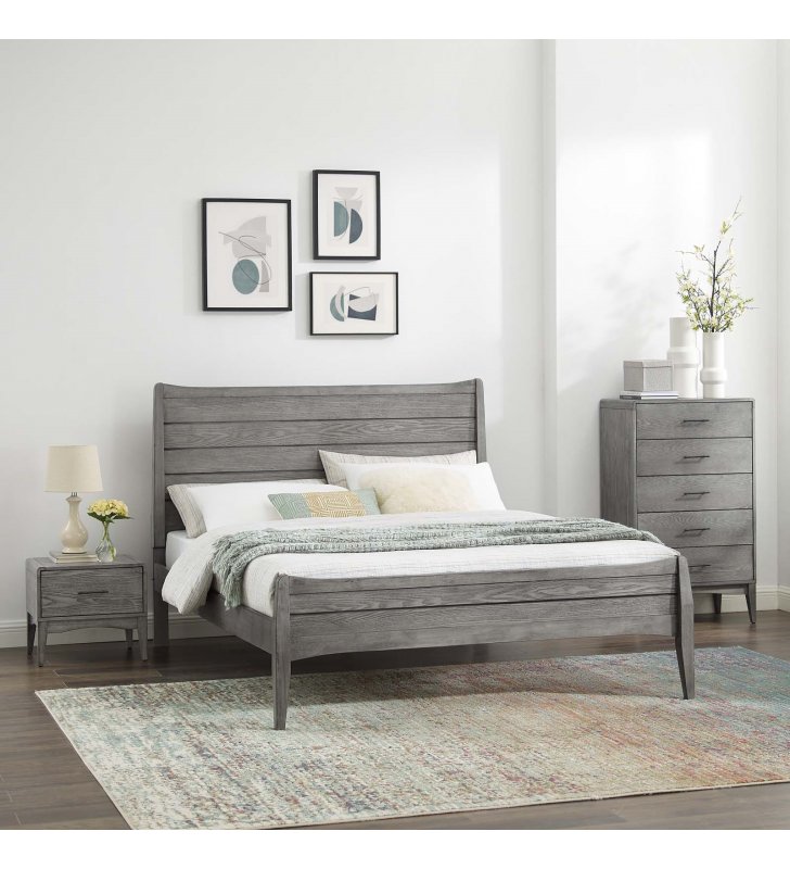 Georgia 3 Piece King Bedroom Set in Gray - Lexmod