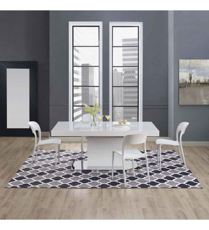 Lida Moroccan Trellis 8x10 Area Rug in Charcoal and Black - Lexmod
