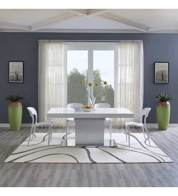 Therese Abstract Swirl 8x10 Area Rug in Ivory and Charcoal - Lexmod