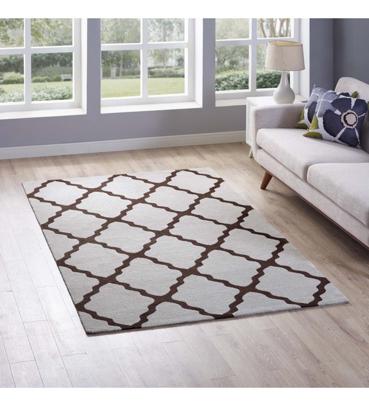 Marja Moroccan Trellis 5x8 Area Rug in Brown and Gray - Lexmod