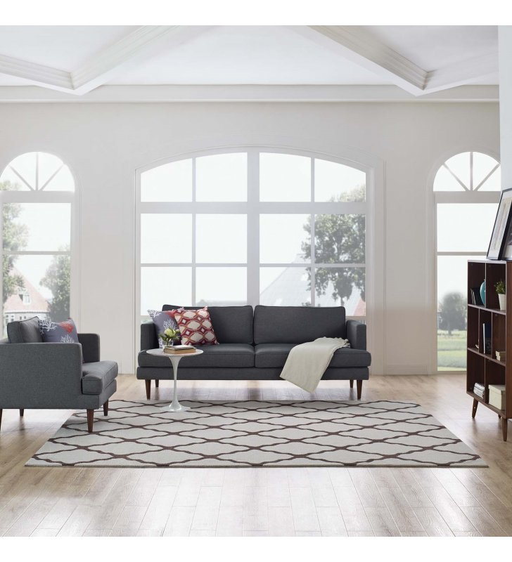 Marja Moroccan Trellis 8x10 Area Rug in Brown and Gray - Lexmod