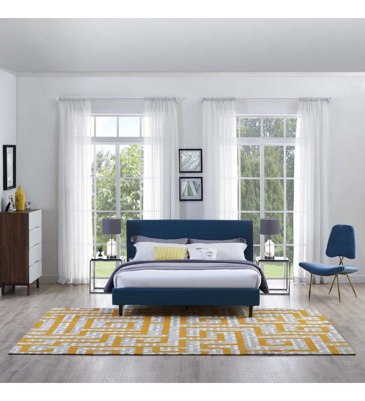 Nahia Geometric Maze 8x10 Area Rug in Ivory, Light Gray and Banana Yellow - Lexmod