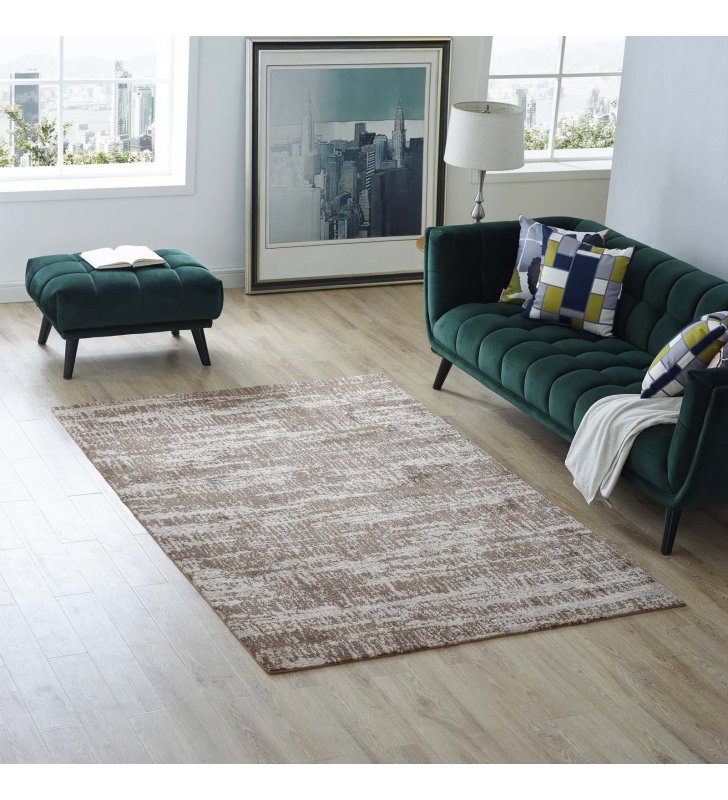 Darja Distressed Rustic Modern 5x8 Area Rug in Light and Dark Tan - Lexmod