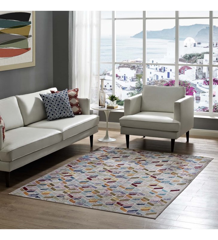 Laleh Geometric Mosaic 4x6 Area Rug in Multicolored - Lexmod