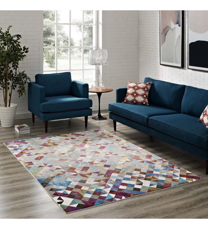 Lavendula Triangle Mosaic 5x8 Area Rug in Multicolored - Lexmod