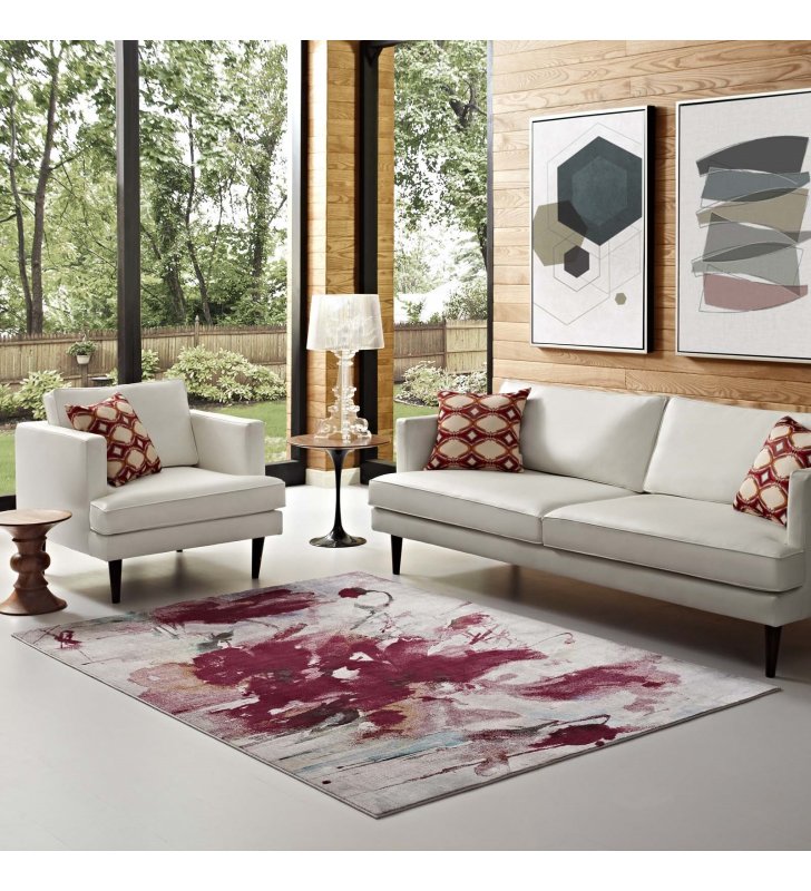 Blume Abstract Floral 8x10 Area Rug in Multicolored - Lexmod