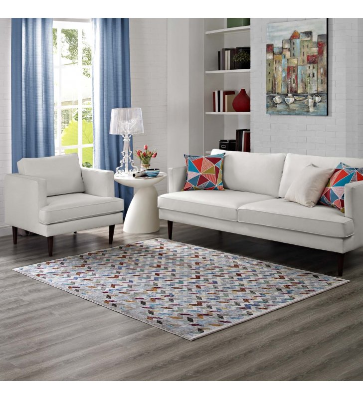 Gemma Chevron Mosaic 4x6 Area Rug in Multicolored - Lexmod