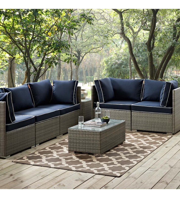 Cerelia Moroccan Trellis 8x10 Indoor and Outdoor Area Rug in Light and Dark Beige - Lexmod