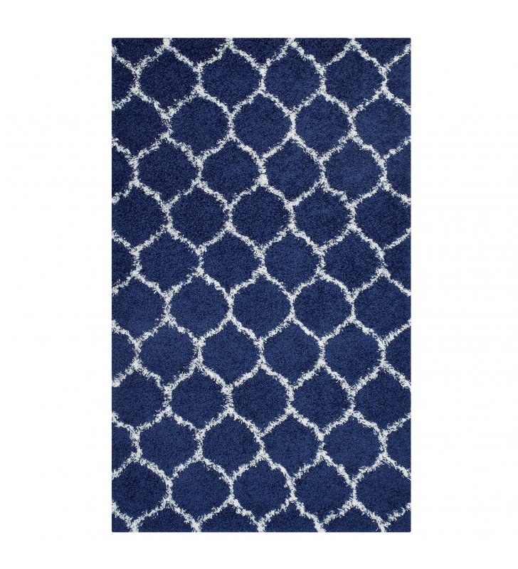 Solvea Moroccan Trellis 8x10 Shag Area Rug in Navy and Ivory - Lexmod