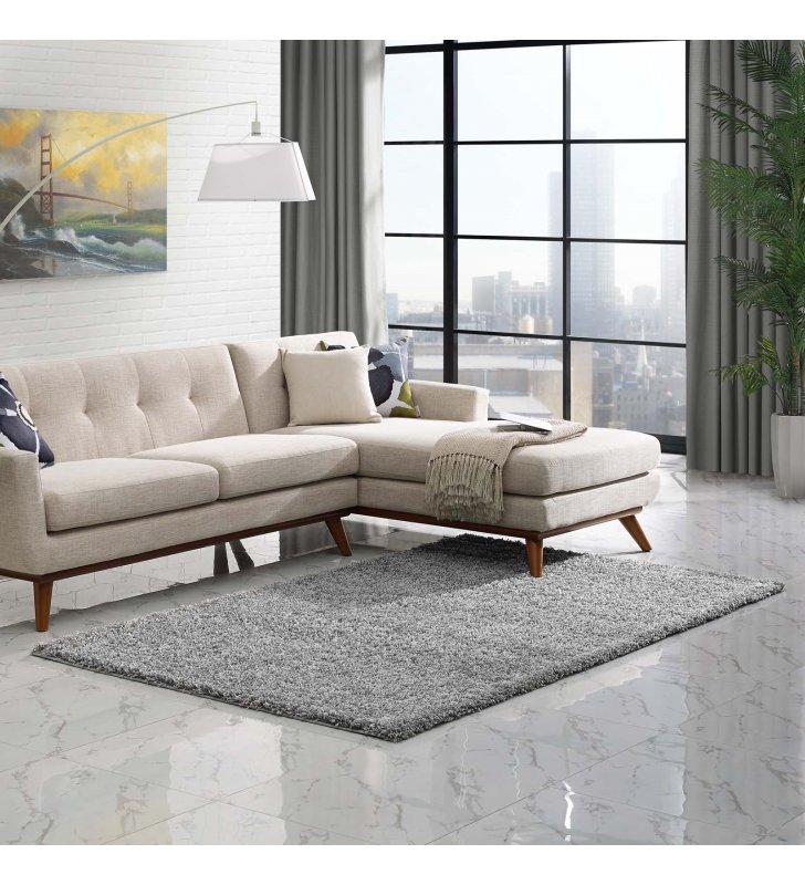 Enyssa Solid 5x8 Shag Area Rug in Silver Gray - Lexmod