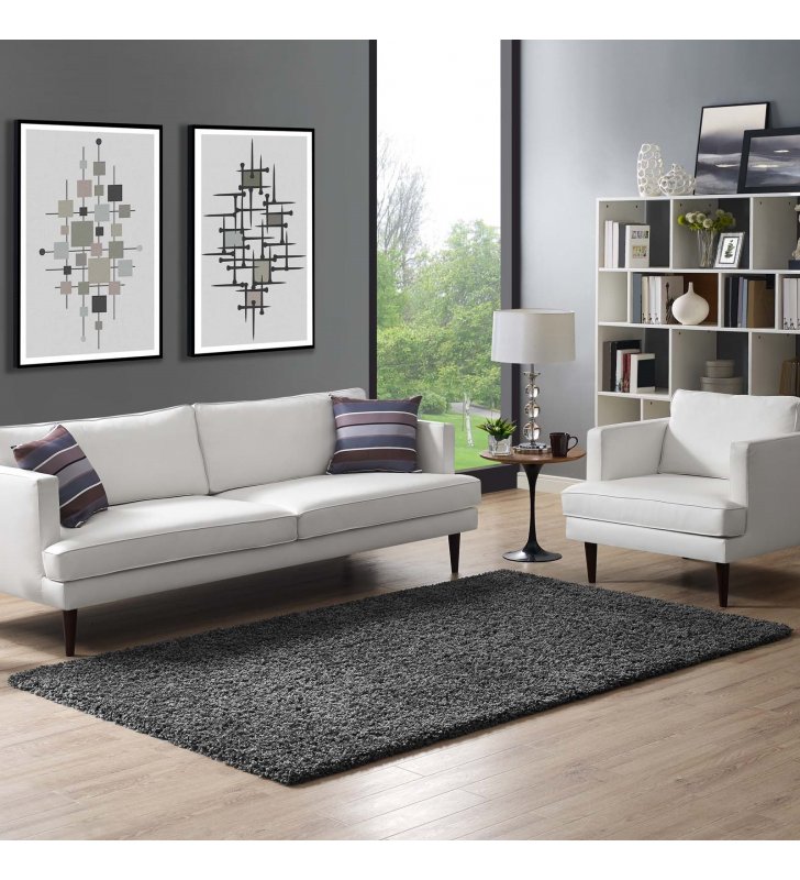 Enyssa Solid 5x8 Shag Area Rug in Dark Gray - Lexmod