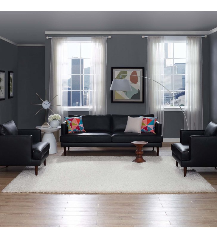 Enyssa Solid 8x10 Shag Area Rug in Ivory White - Lexmod