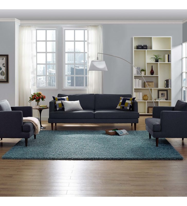 Enyssa Solid 8x10 Shag Area Rug in Aqua Blue and Ivory - Lexmod