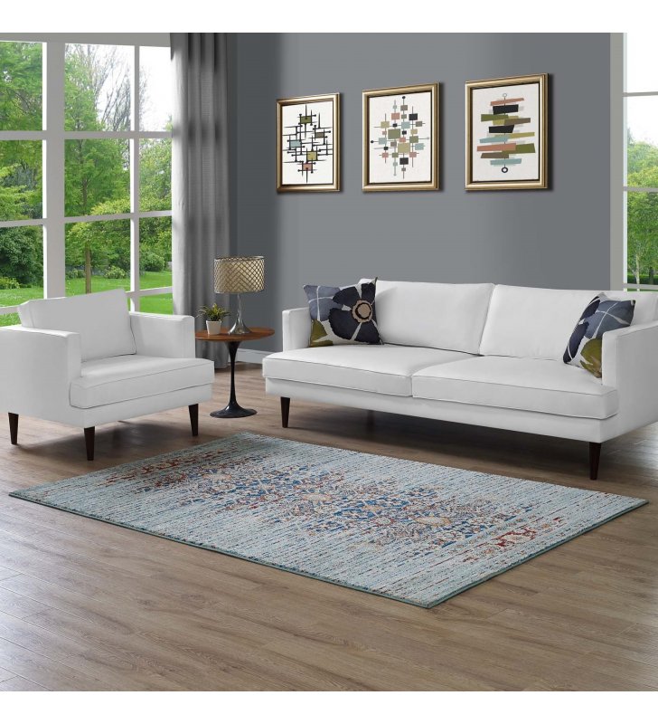 Naria Distressed Persian Medallion 5x8 Area Rug in Multicolored - Lexmod