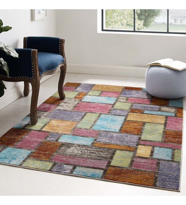 Success Nyssa Abstract Geometric Mosaic 4x6 Area Rug in Multicolored - Lexmod