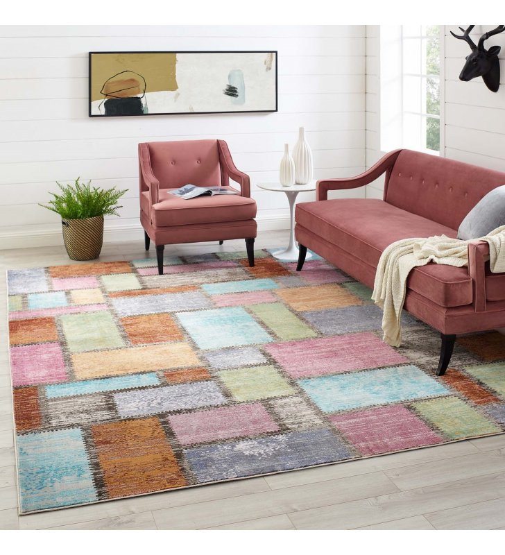 Success Nyssa Abstract Geometric Mosaic 8x10 Area Rug in Multicolored - Lexmod