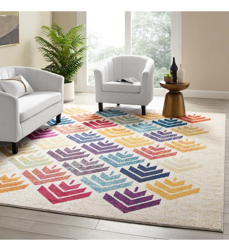 Entourage Florin Abstract Floral 8x10 Area Rug in Multicolored - Lexmod