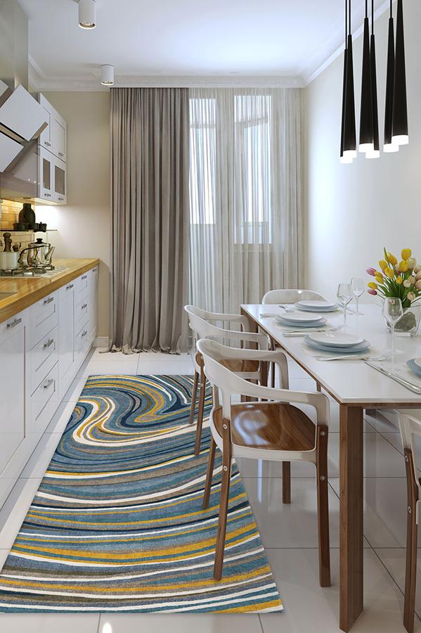 Agate Golden Azure Rug 2.5'x7' | Stain-Resistant