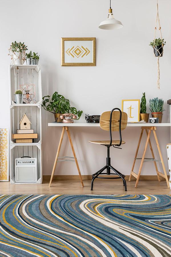 Agate Golden Azure Rug 5'x7' | Stain-Resistant